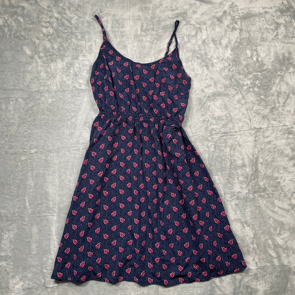 Gap Navy Floral Print Spaghetti Strap Smocked Waist Dress Womens XS